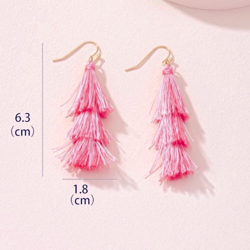Pink Western Tassel Earrings - Picture 2 of 2